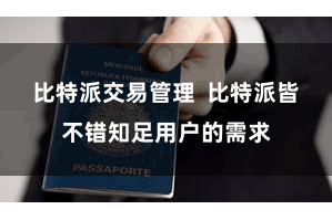 比特派交易管理  比特派皆不错知足用户的需求